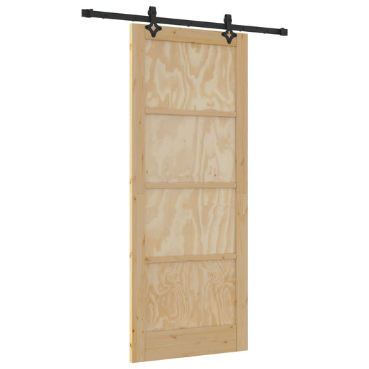 vidaXL Συρόμενη Πόρτα ORKDAL 86 x 211 cm Μασίφ Ξύλο Πεύκου Φυσικό