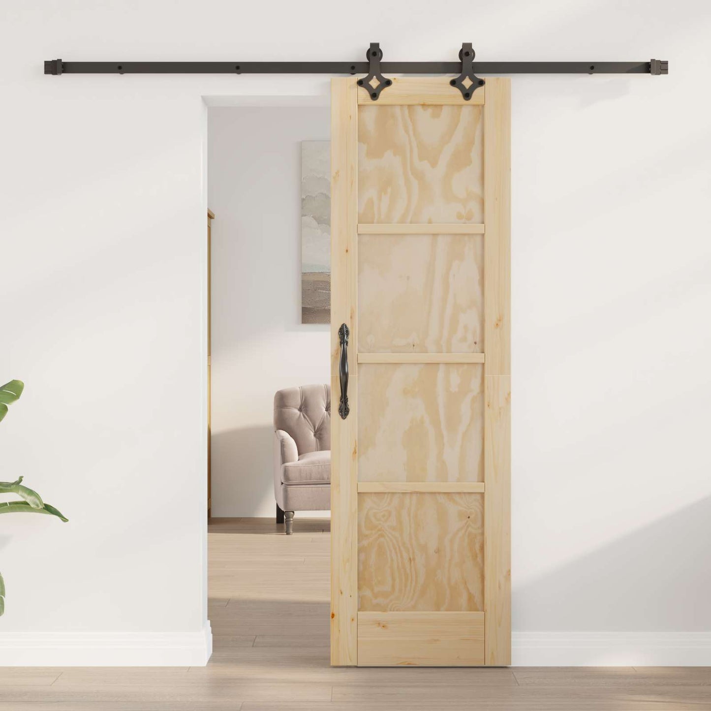 vidaXL Συρόμενη Πόρτα ORKDAL 61 x 198,5 εκ. Μασίφ Ξύλο Πεύκου Φυσικό