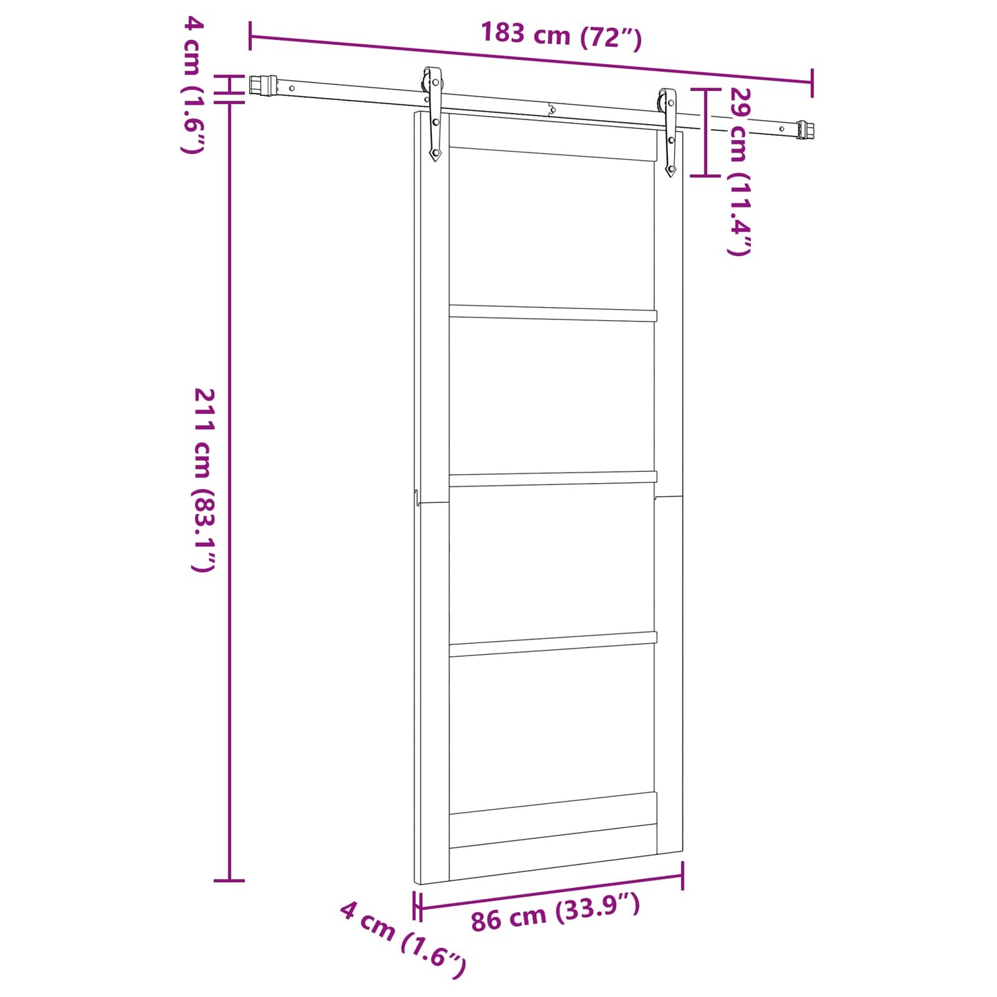 vidaXL Συρόμενη Πόρτα ORKDAL 86 x 211 cm Μασίφ Ξύλο Πεύκου