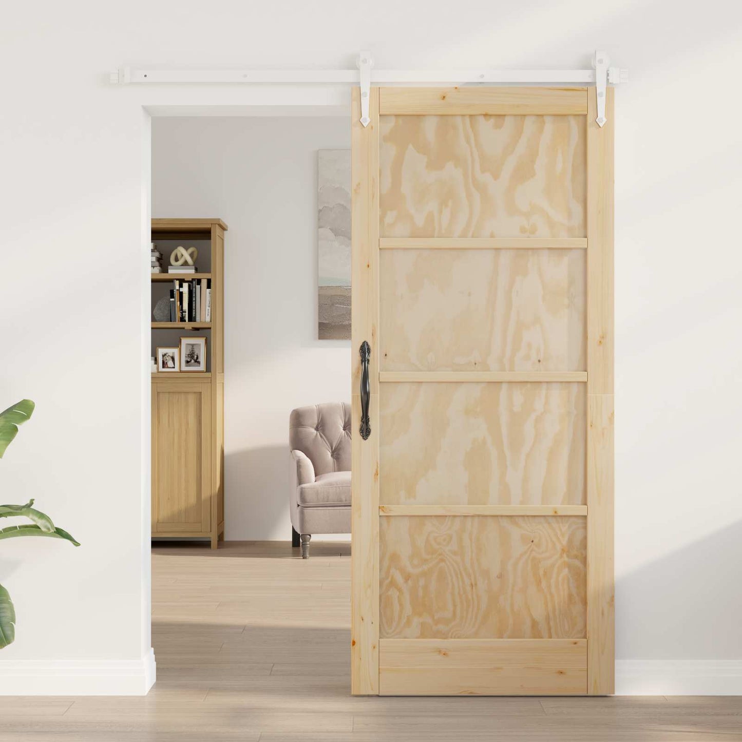 vidaXL Συρόμενη Πόρτα ORKDAL 86 x 211 cm Μασίφ Ξύλο Πεύκου
