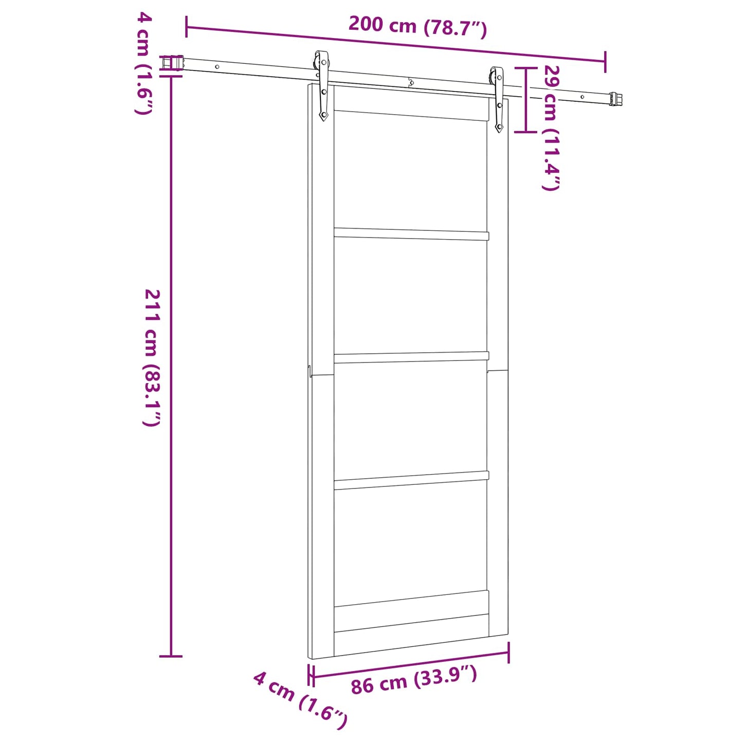 vidaXL Συρόμενη Πόρτα ORKDAL 86 x 211 cm Μασίφ Ξύλο Πεύκου