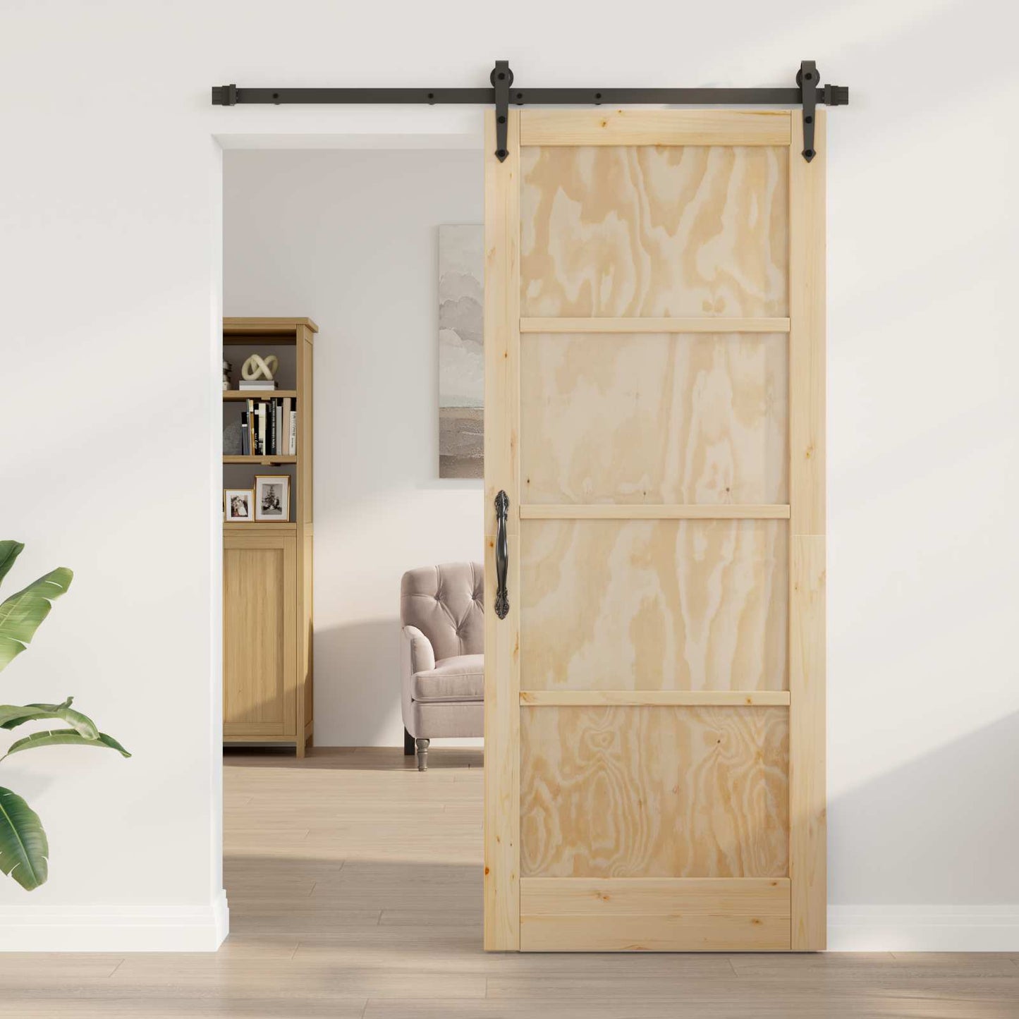 vidaXL Συρόμενη Πόρτα ORKDAL 86 x 211 cm Μασίφ Ξύλο Πεύκου Φυσικό