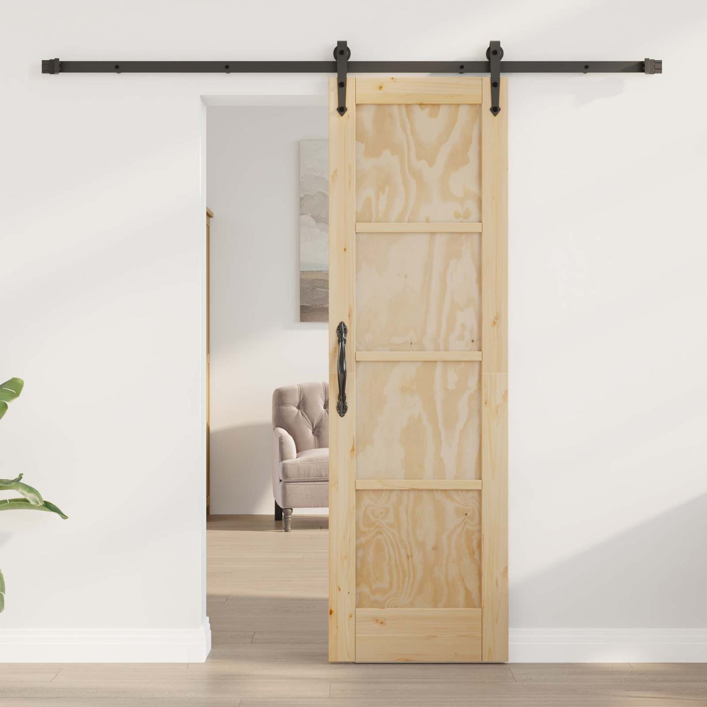 vidaXL Συρόμενη Πόρτα ORKDAL 61 x 198,5 εκ. Μασίφ Ξύλο Πεύκου Φυσικό