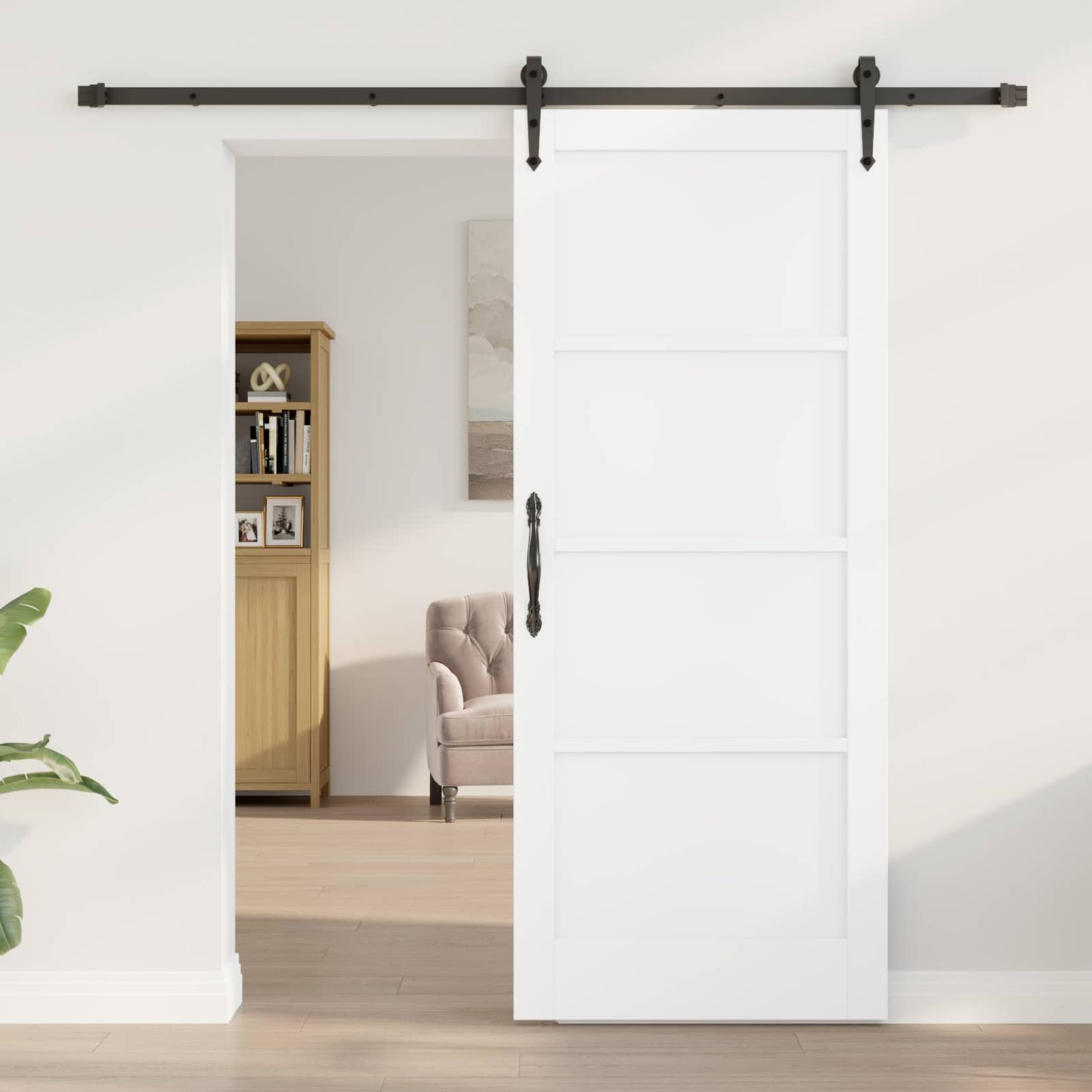 vidaXL Συρόμενη Πόρτα ORKDAL 83 x 202 εκ. Μασίφ Ξύλο Πεύκου Λευκό