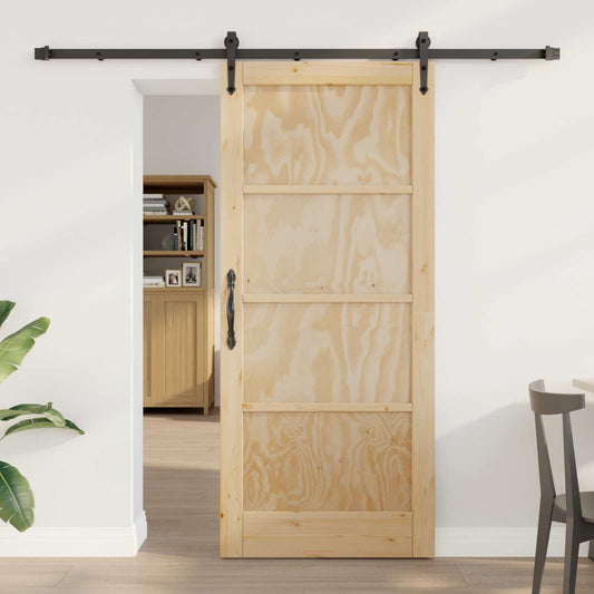 vidaXL Συρόμενη Πόρτα ORKDAL 86 x 198,5 cm Μασίφ Ξύλο Πεύκου Φυσικό