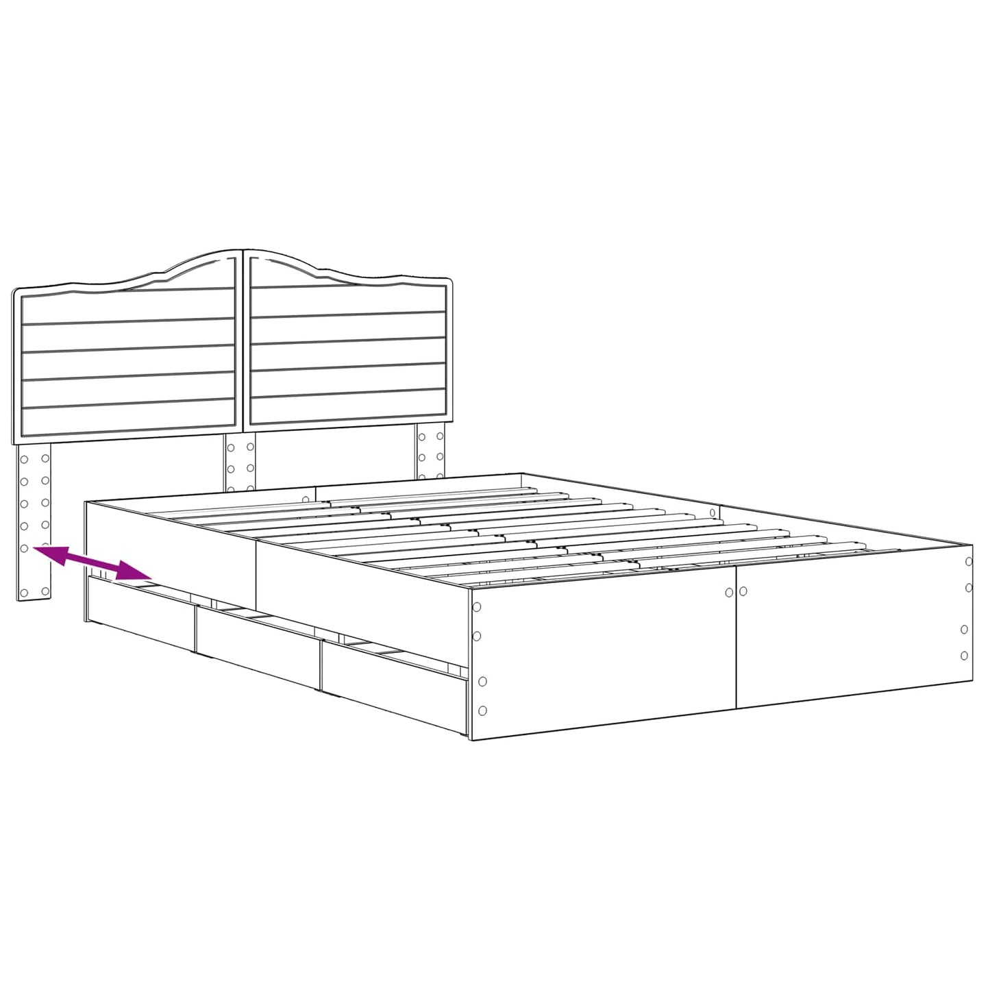 vidaXL Bed Frame with Storage and Headboard Artisan Oak 160 x 200 cm