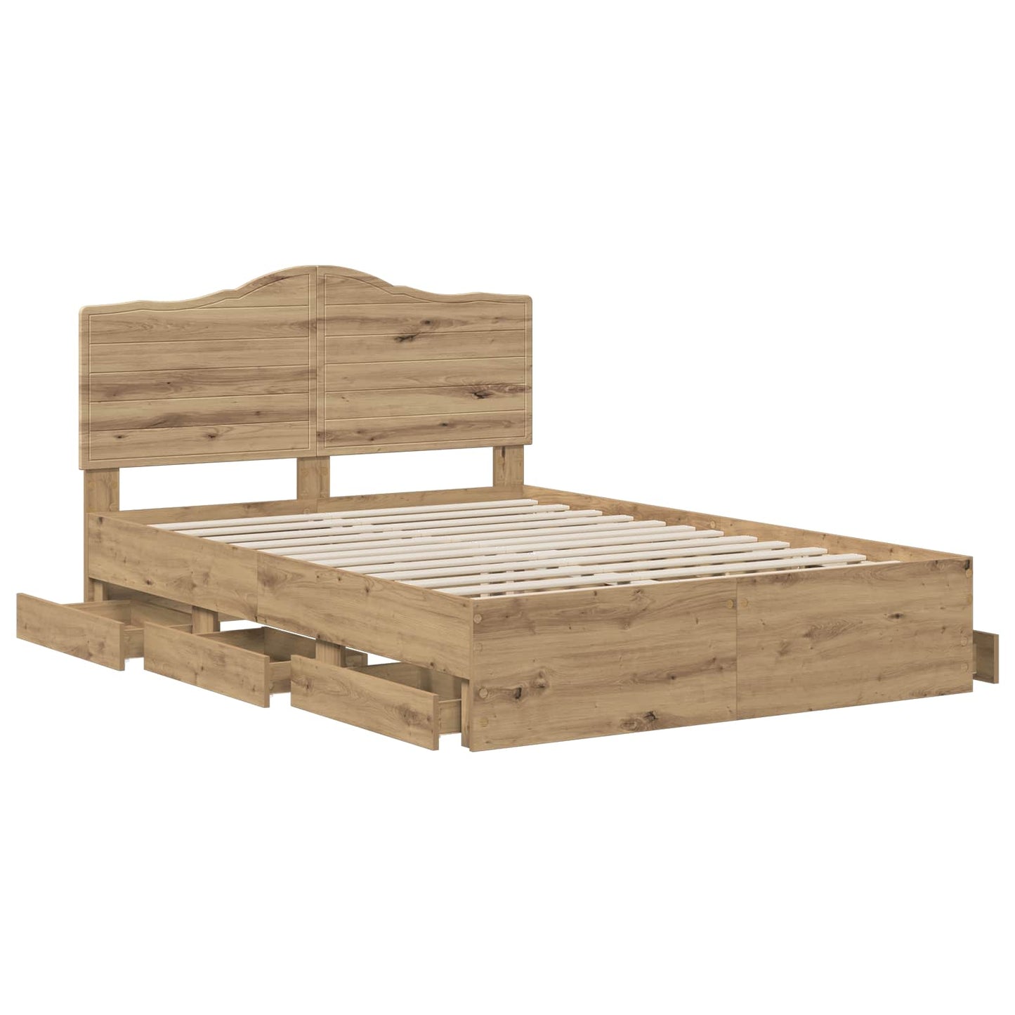 vidaXL Bed Frame with Storage and Headboard Artisan Oak 140 x 190 cm