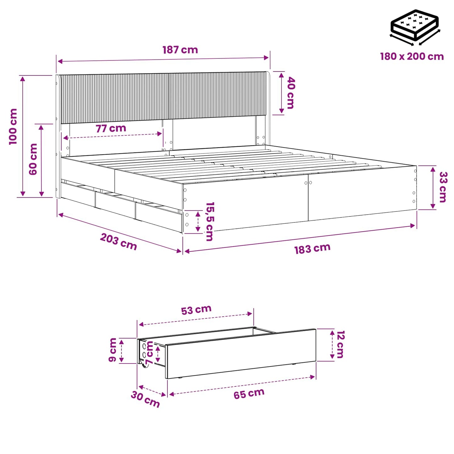 vidaXL Καλάθι με αποθήκη και κεφαλάρι Artisan Oak 180 x 200 cm