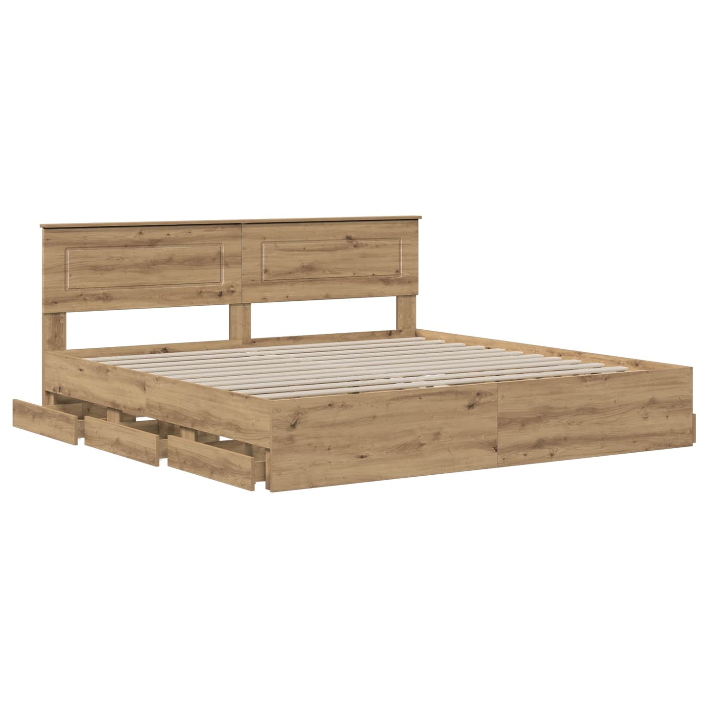 vidaXL Bed Frame with Storage and Headboard Artisan Oak 180 x 200 cm