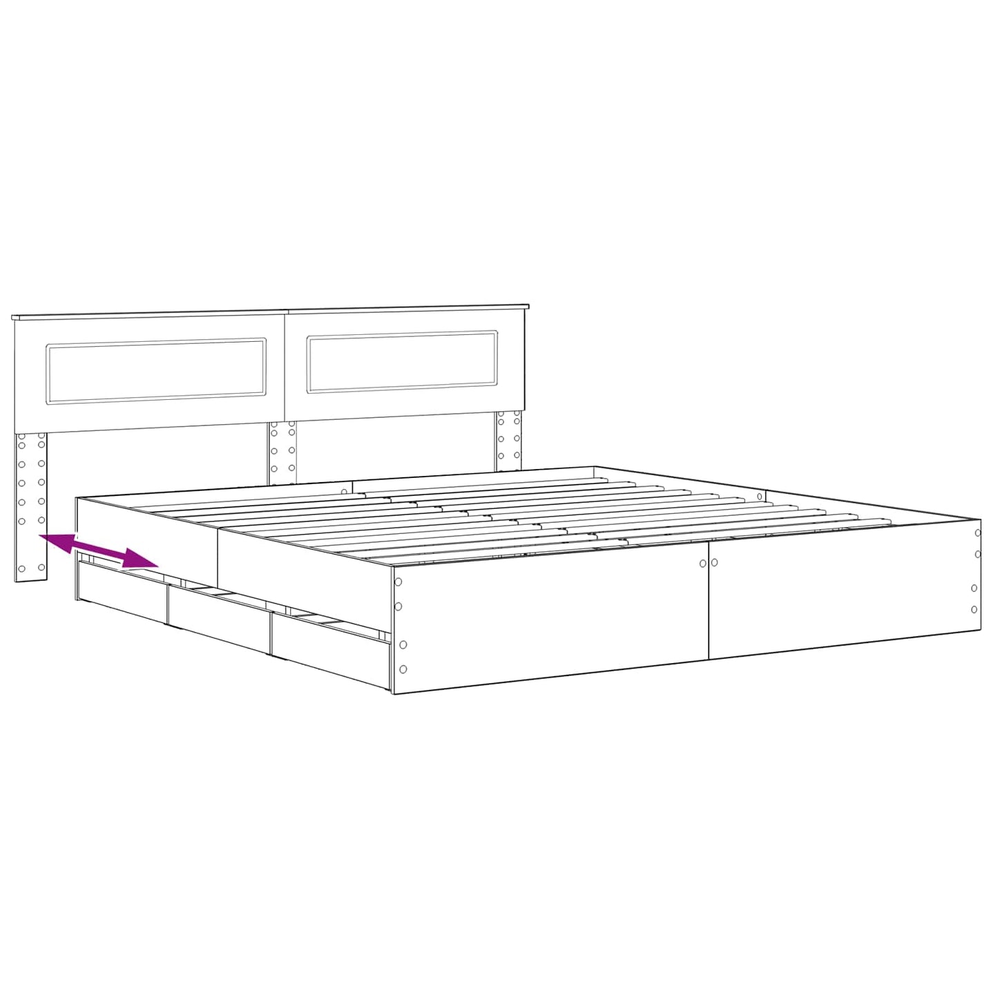 vidaXL Bed Frame with Storage and Headboard Artisan Oak 180 x 200 cm
