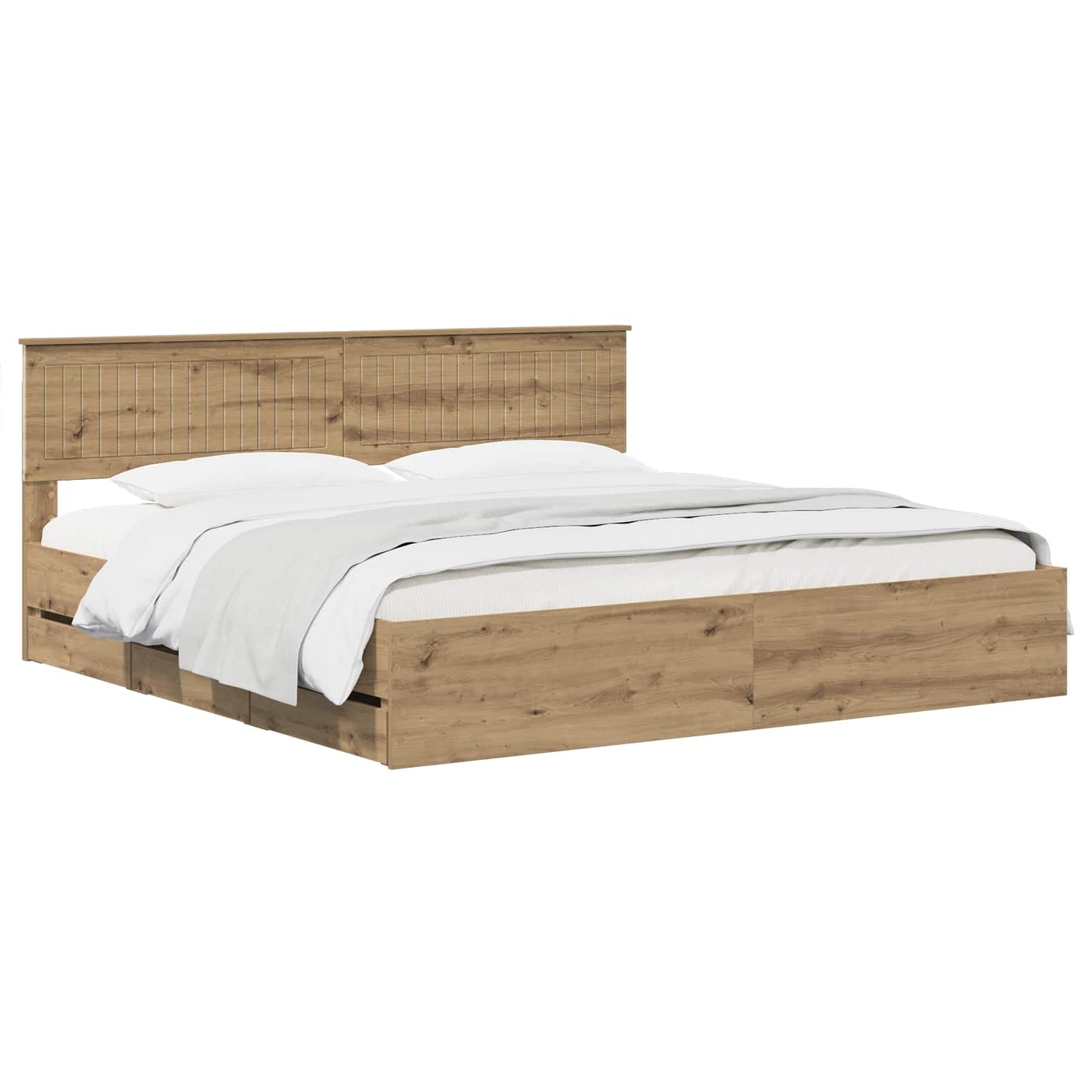 vidaXL Bed Frame with Storage and Headboard Artisan Oak 180 x 200 cm