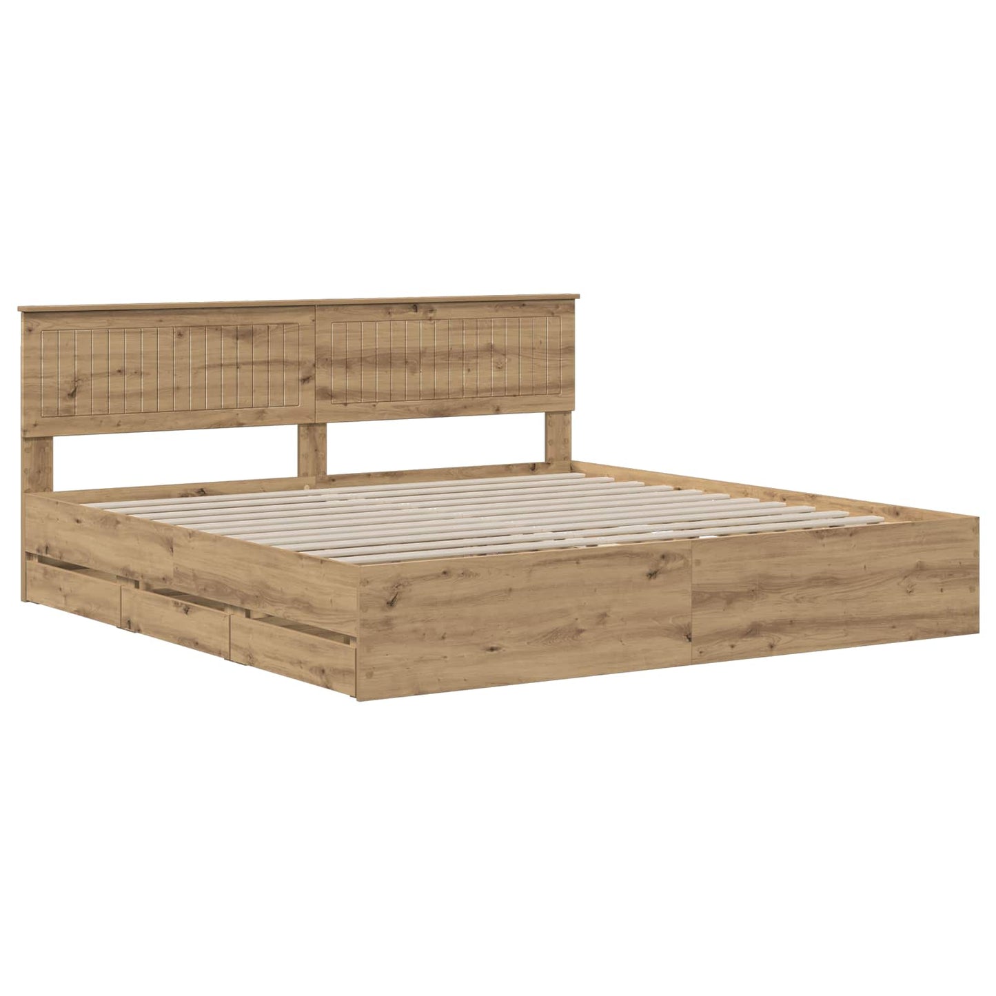 vidaXL Bed Frame with Storage and Headboard Artisan Oak 180 x 200 cm