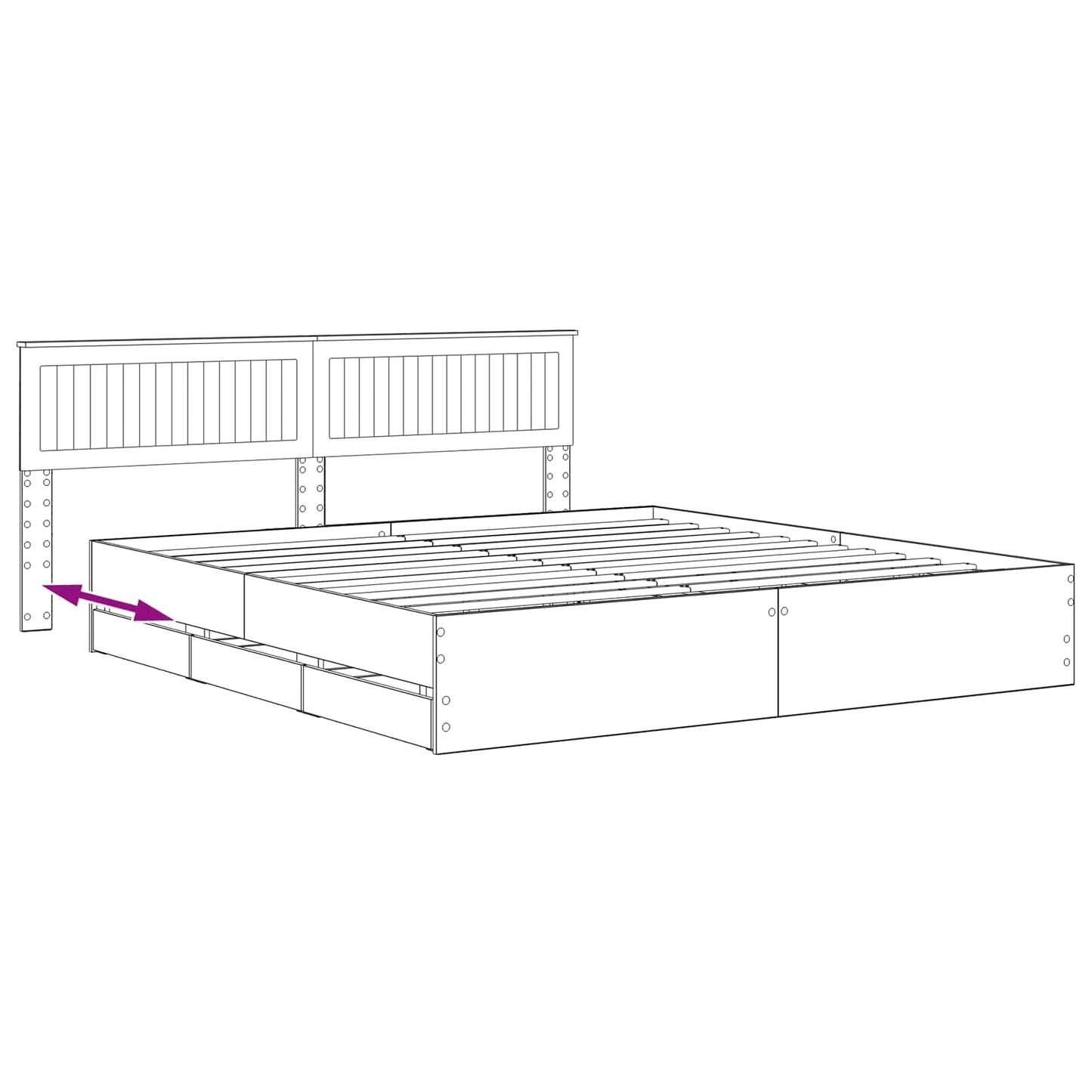 vidaXL Bed Frame with Storage and Headboard Artisan Oak 180 x 200 cm