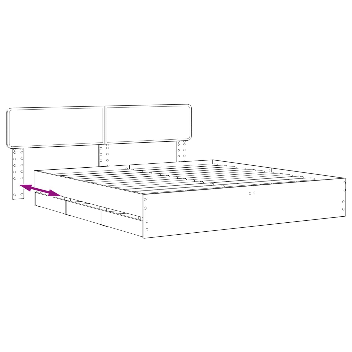 vidaXL Bed Frame with Storage and Headboard Artisan Oak 180 x 200 cm