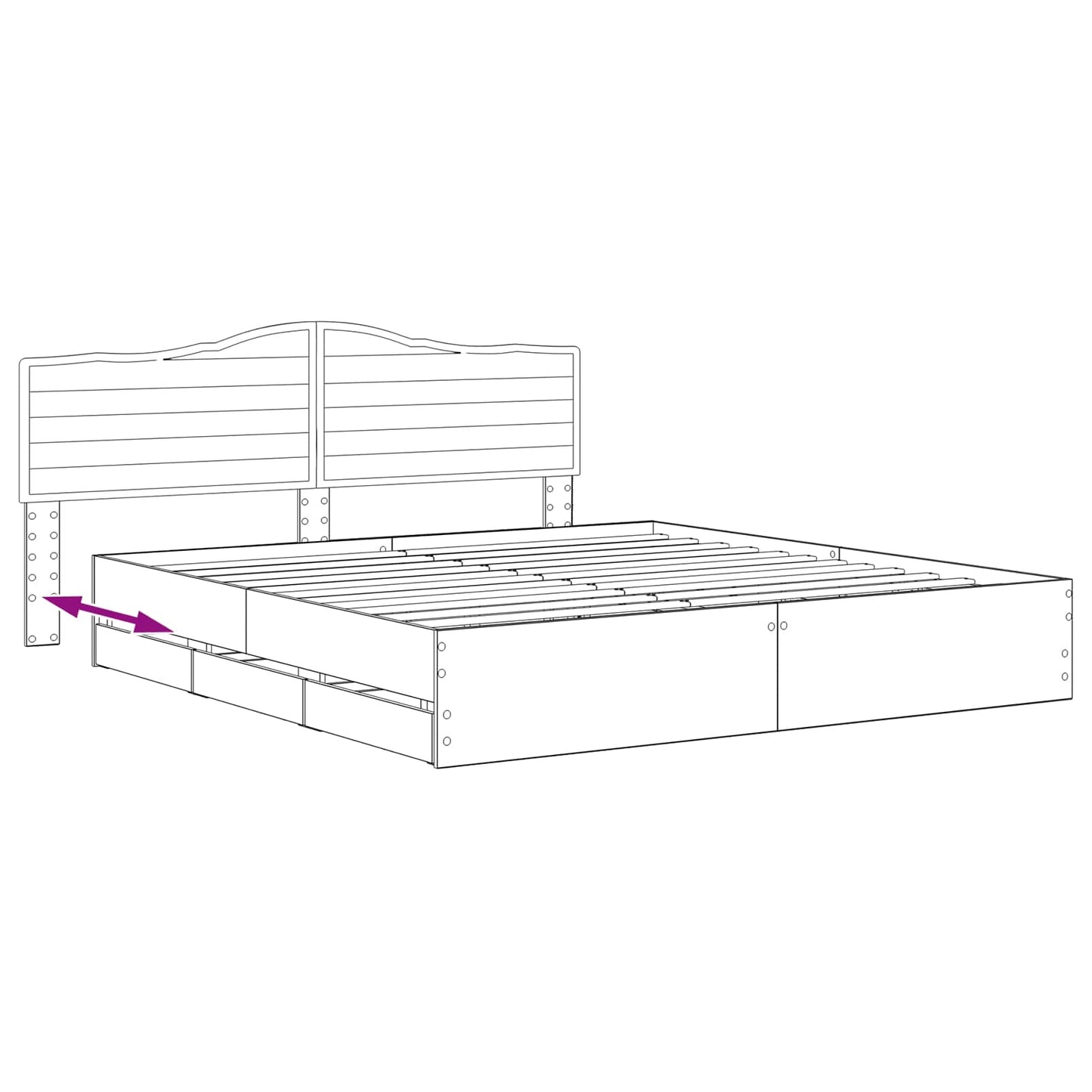 vidaXL Bed Frame with Storage and Headboard Artisan Oak 180 x 200 cm