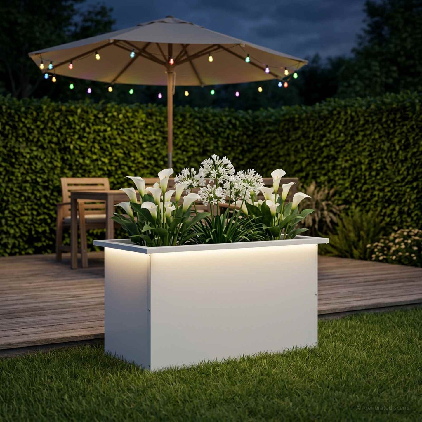vidaXL Ζαρντινιέρα κήπου με LED Λευκό 40 x 80 x 40 cm Ατσάλι