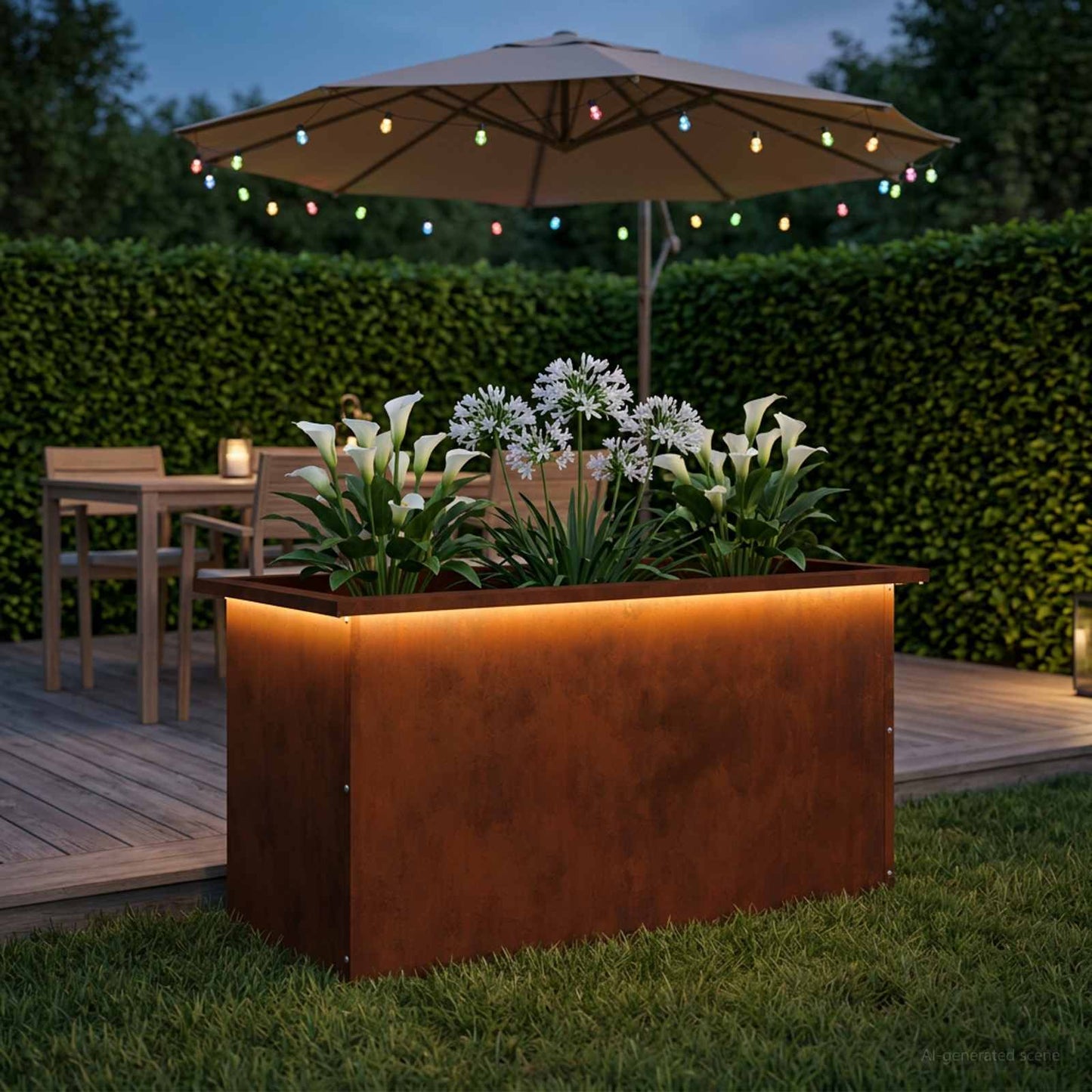 vidaXL Ζαρντινιέρα κήπου με LED Σκ rusty 40 x 80 x 40 cm