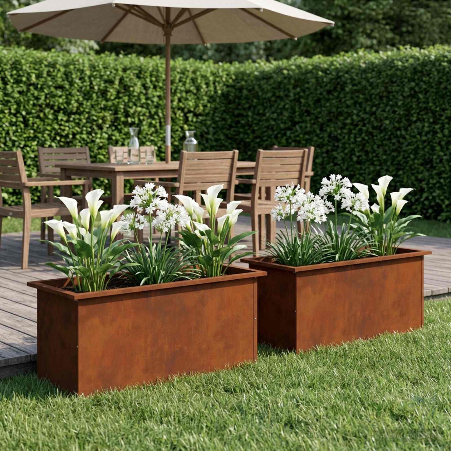vidaXL Ζαρντινιέρα κήπου με LED 2 τμχ. Σκ rusty 40 x 80 x 40 cm