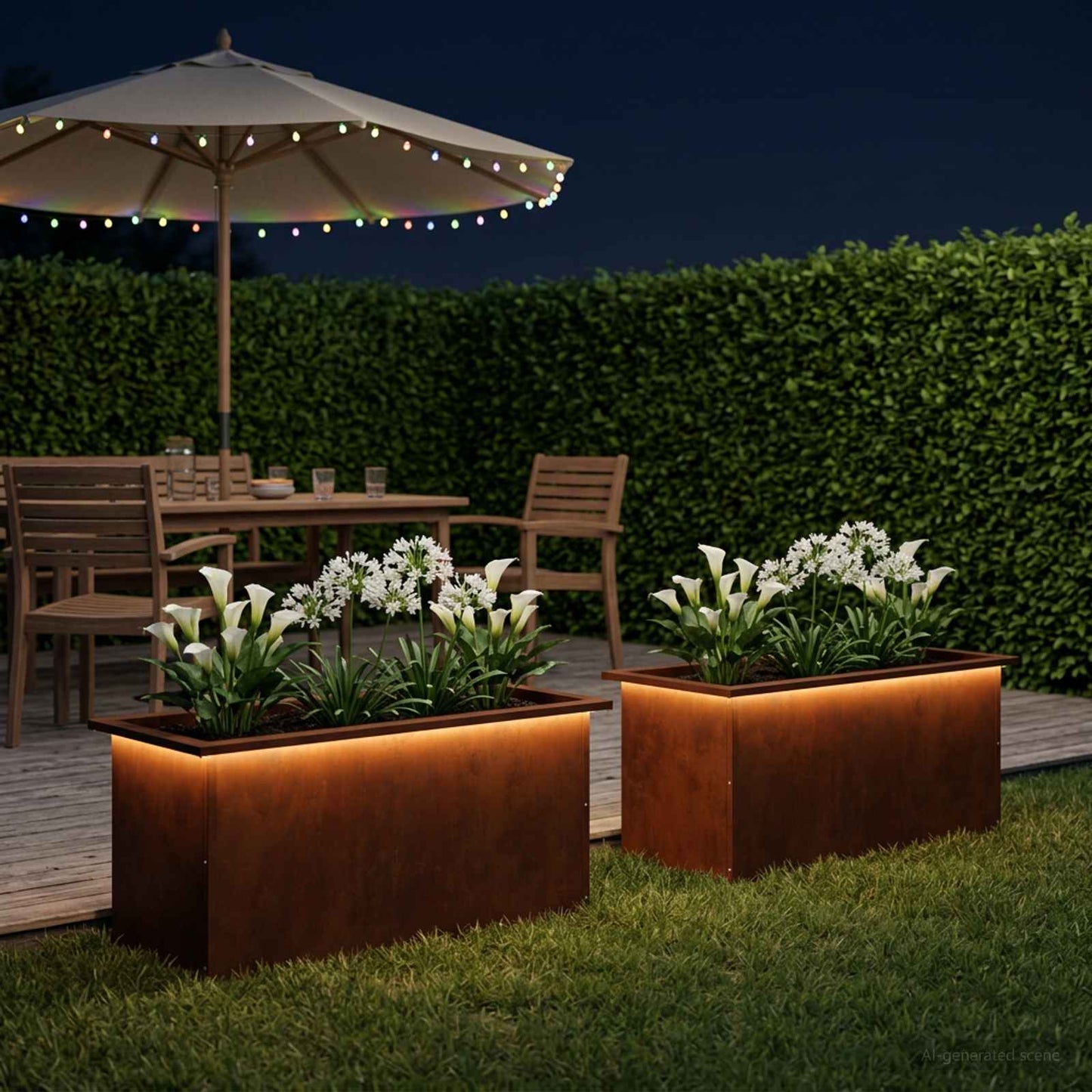 vidaXL Ζαρντινιέρα κήπου με LED 2 τμχ. Σκ rusty 40 x 80 x 40 cm