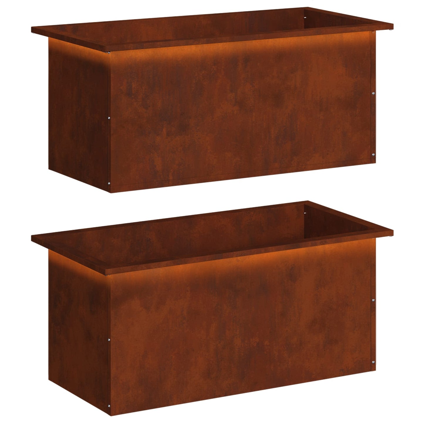 vidaXL Ζαρντινιέρα κήπου με LED 2 τμχ. Σκ rusty 40 x 80 x 40 cm