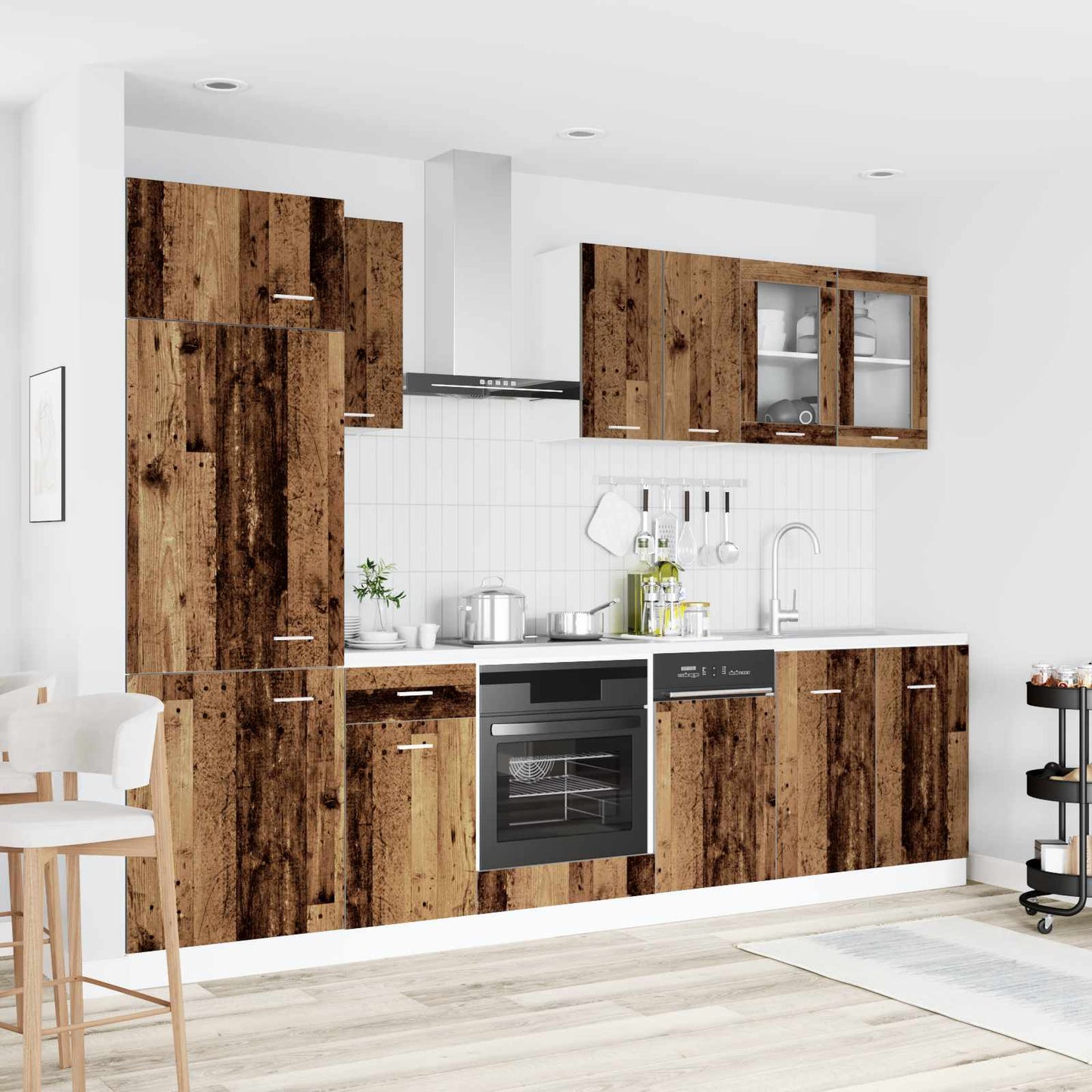 vidaXL Μονάδα κουζίνας Lyon 8 pcs Παλαιωμένο ξύλο Επεξεργασμένο Ξύλο