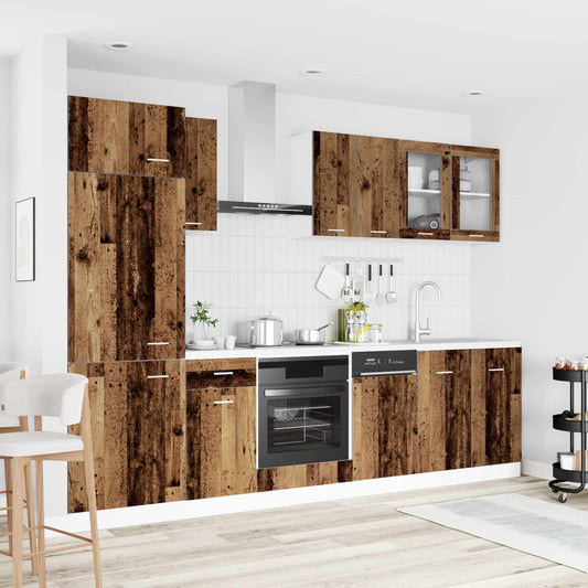 vidaXL Μονάδα κουζίνας Lyon 8 pcs Παλαιωμένο ξύλο Επεξεργασμένο Ξύλο