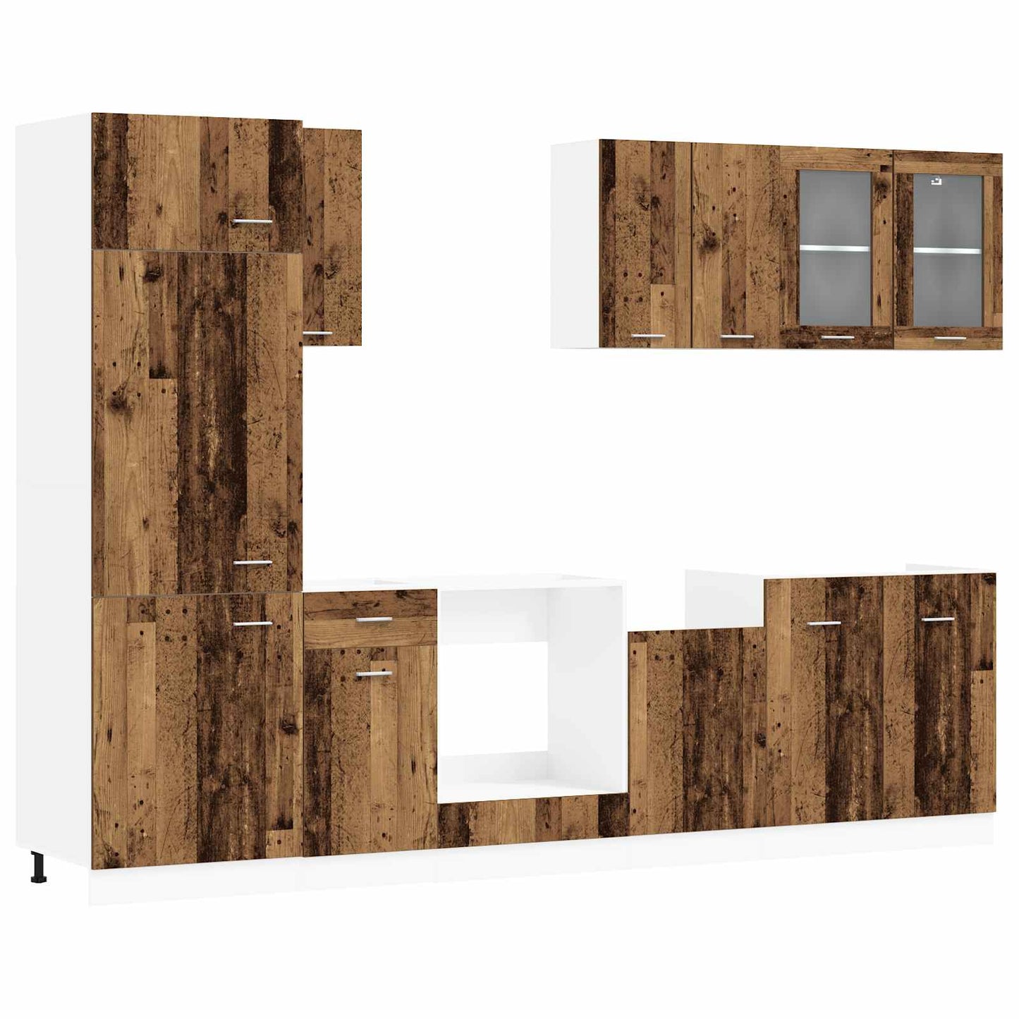vidaXL Μονάδα κουζίνας Lyon 8 pcs Παλαιωμένο ξύλο Επεξεργασμένο Ξύλο
