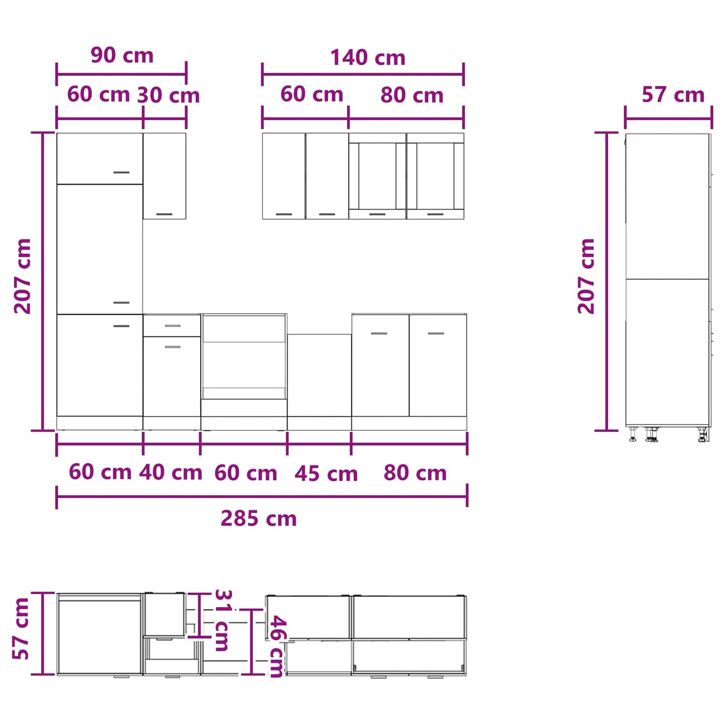 vidaXL Μονάδα κουζίνας Lyon 8 pcs Artisan Δρυς Επεξεργασμένο Ξύλο