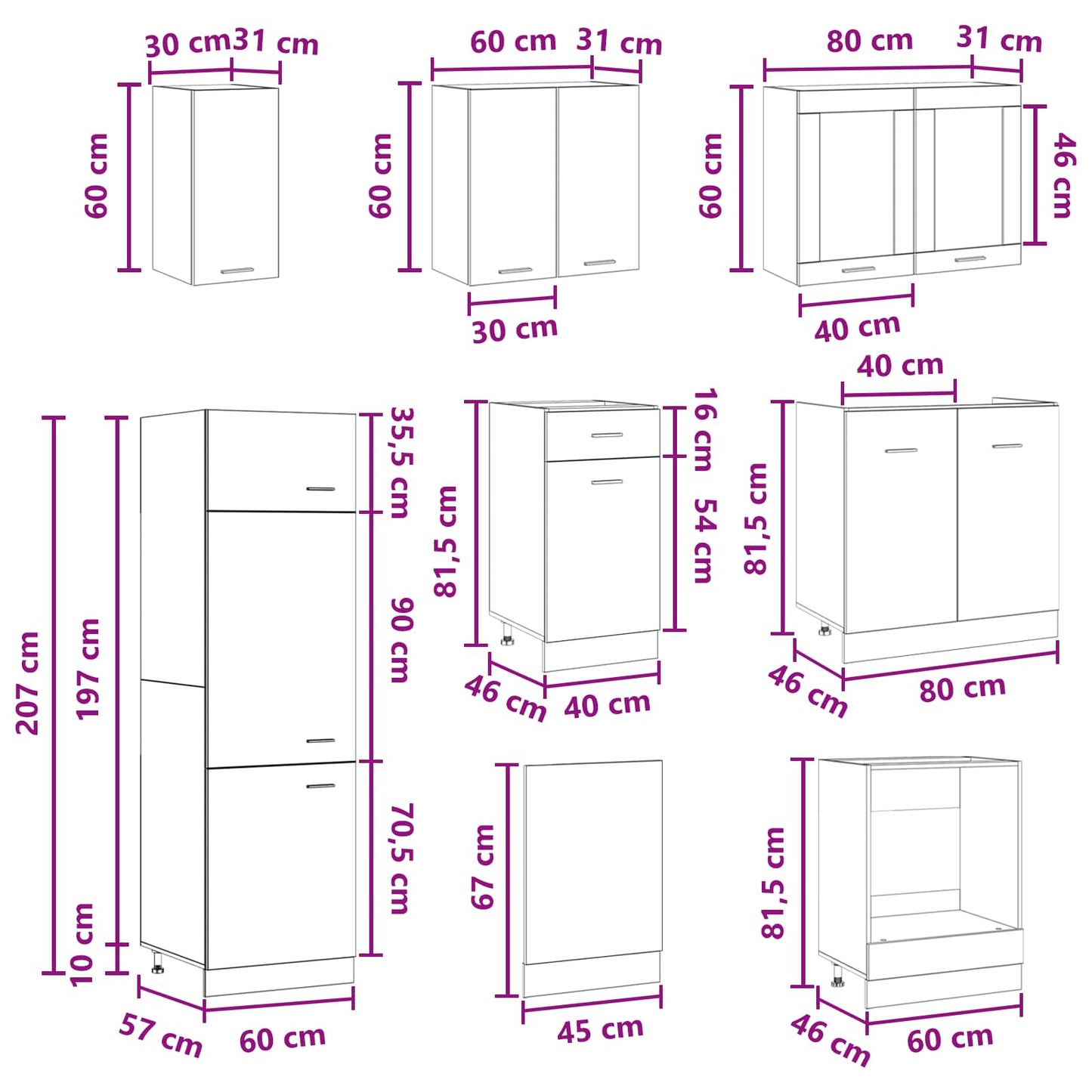 vidaXL Μονάδα κουζίνας Lyon 8 pcs Γκρι Σκυροδέματος Επεξεργασμένο Ξύλο