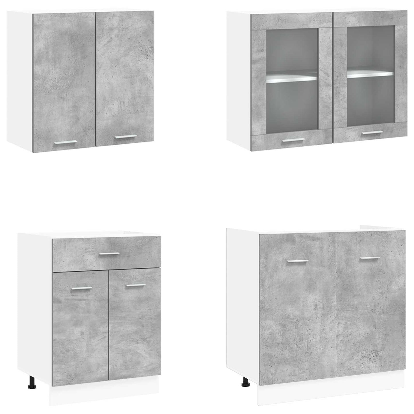 vidaXL Μονάδα κουζίνας Lyon 4 pcs Γκρι Σκυροδέματος Επεξεργασμένο Ξύλο