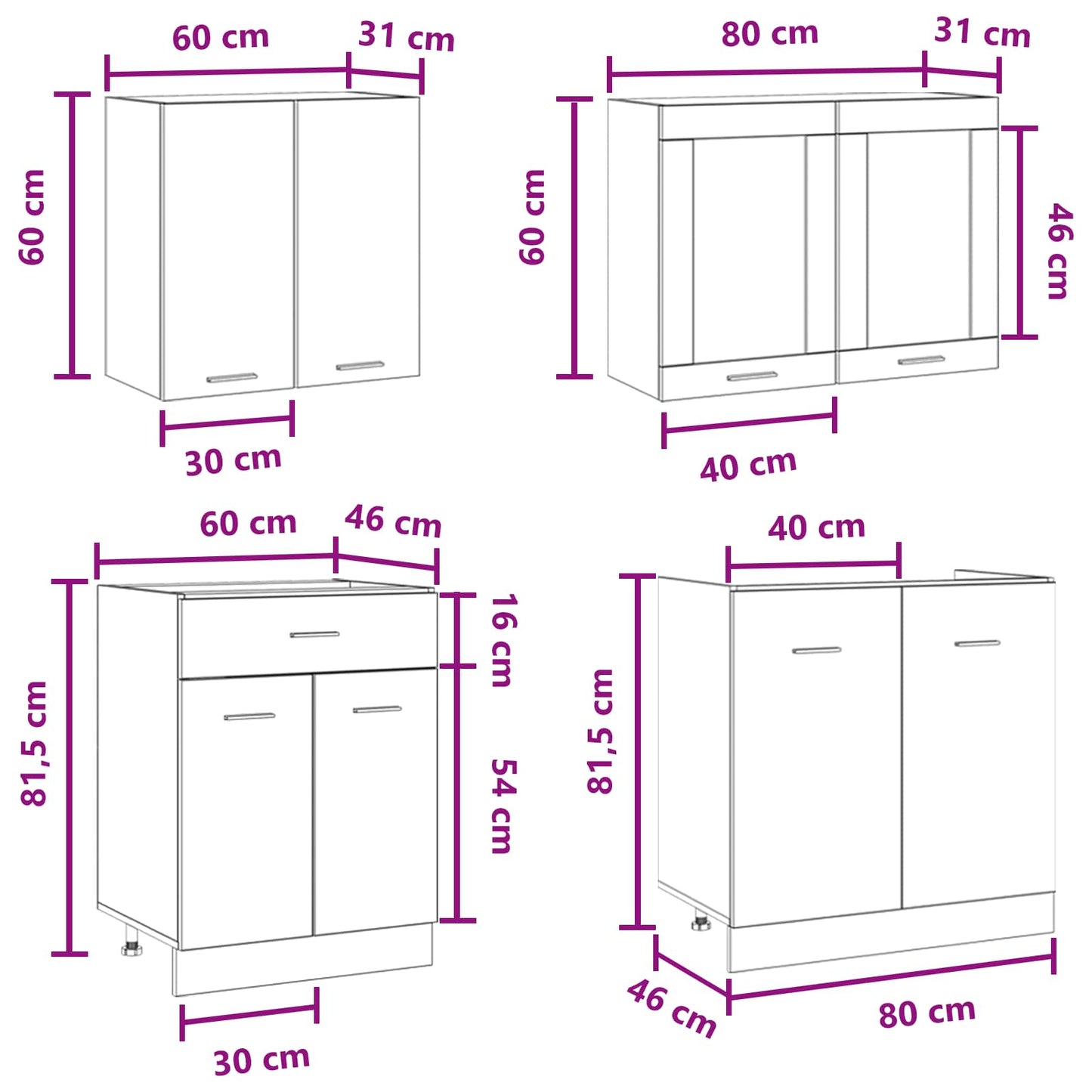 vidaXL Μονάδα κουζίνας Lyon 4 pcs Γκρι Σκυροδέματος Επεξεργασμένο Ξύλο