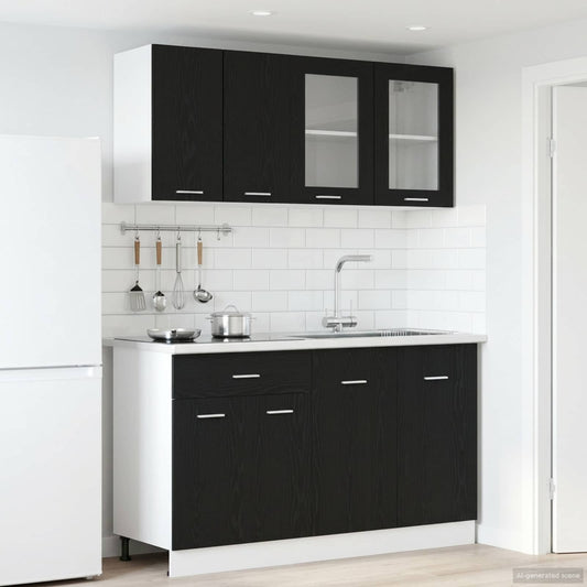 vidaXL Μονάδα κουζίνας Lyon 4 pcs Μαύρη Δρυς Επεξεργασμένο Ξύλο