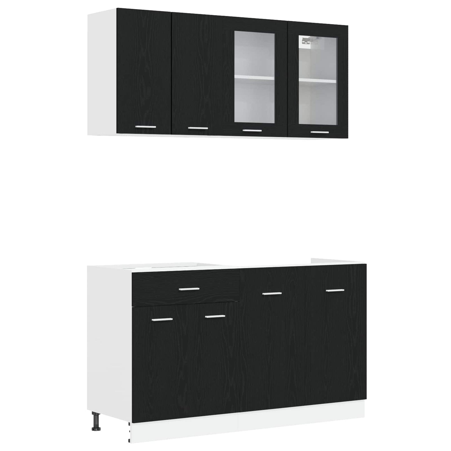 vidaXL Μονάδα κουζίνας Lyon 4 pcs Μαύρη Δρυς Επεξεργασμένο Ξύλο