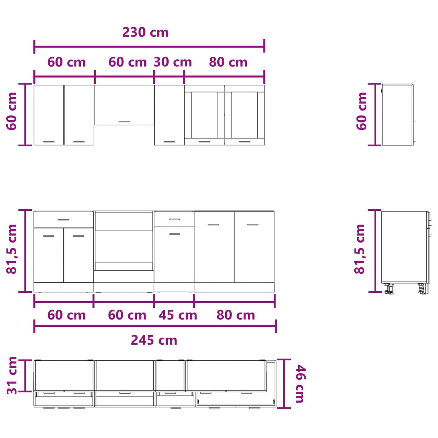 vidaXL Μονάδα κουζίνας Lyon 8 pcs Επεξεργασμένο ξύλο