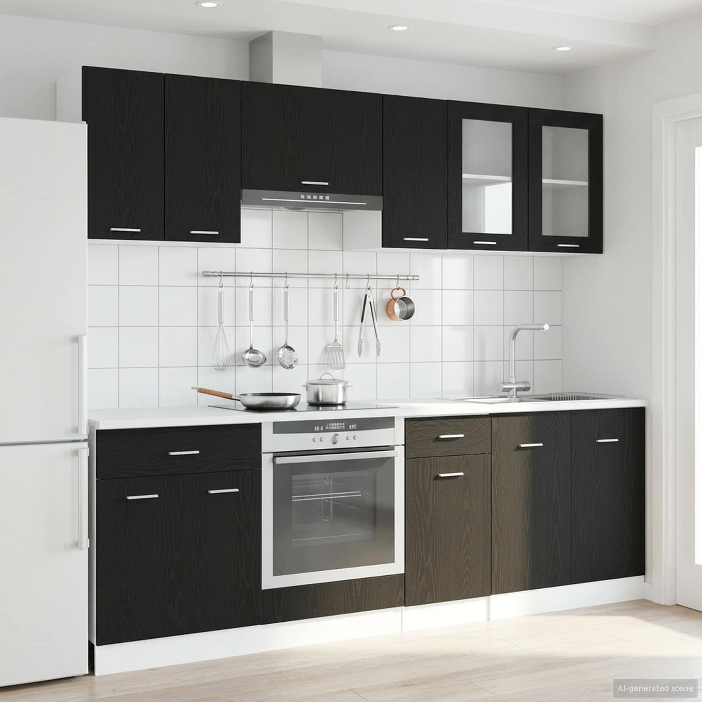 vidaXL Μονάδα κουζίνας Lyon 8 τμχ. Μαύρη Δρυς Επεξεργασμένο Ξύλο