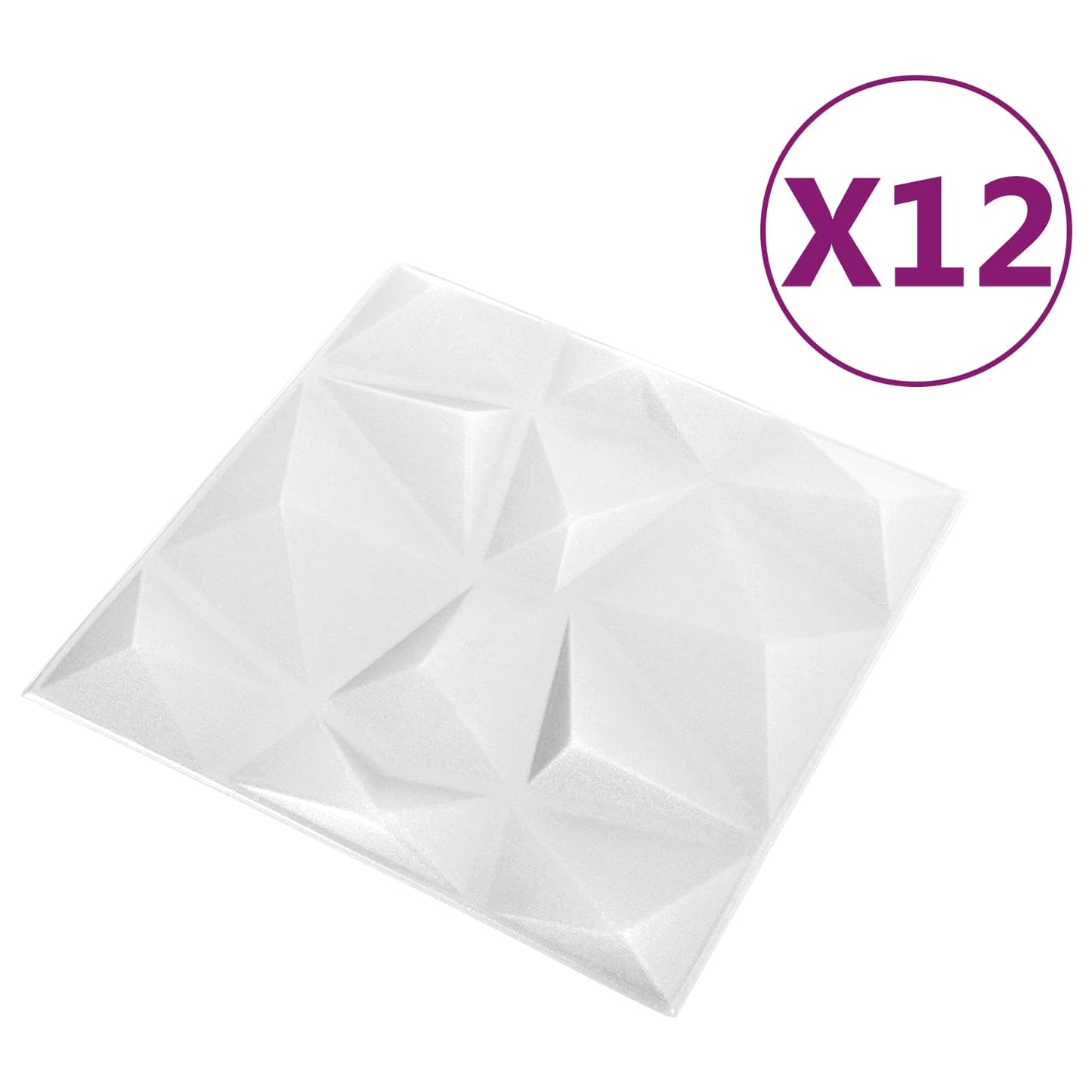 vidaXL Πάνελ τοίχου 12 pcs Διαμάντι Άσπρο 50 x 50 cm Φελιζόλ XPS