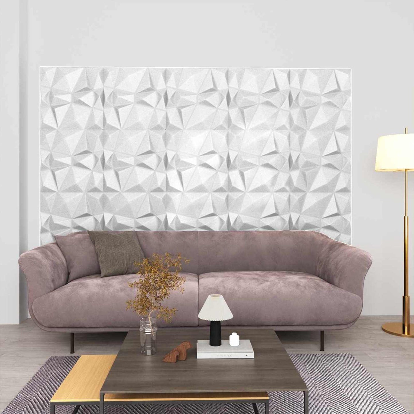 vidaXL Πάνελ τοίχου 48 pcs Διαμάντι Άσπρο 50 x 50 cm Φελιζόλ XPS