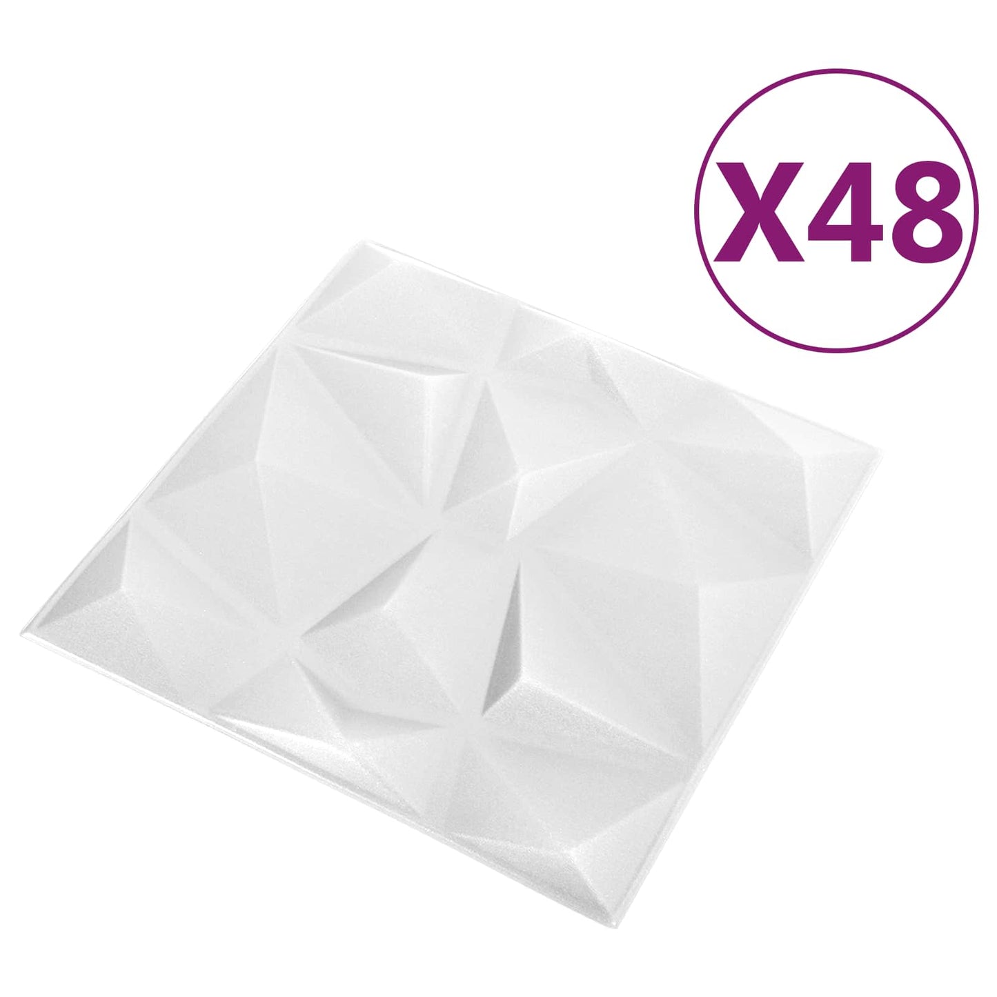 vidaXL Πάνελ τοίχου 48 pcs Διαμάντι Άσπρο 50 x 50 cm Φελιζόλ XPS