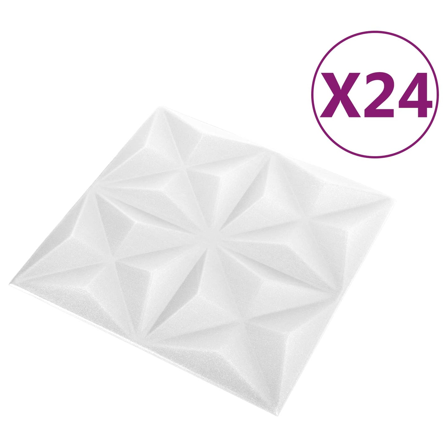 vidaXL Πάνελ τοίχου 24 pcs Οριγκάμι Άσπρο 50 x 50 cm Φελιζόλ XPS