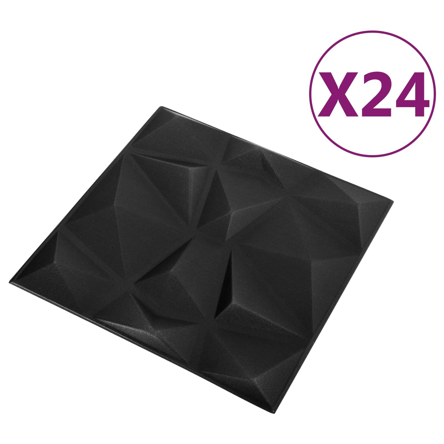 vidaXL Πάνελ τοίχου 24 pcs Διαμάντι Μαύρο 50 x 50 cm Φελιζόλ XPS