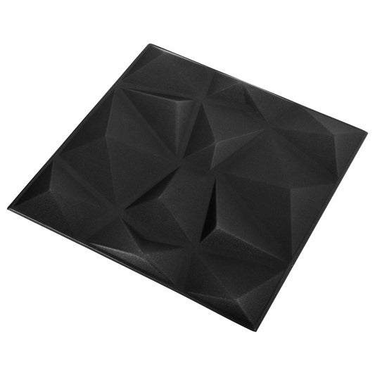 vidaXL Πάνελ τοίχου 12 pcs Οριγκάμι Μαύρο 50 x 50 cm Φελιζόλ XPS