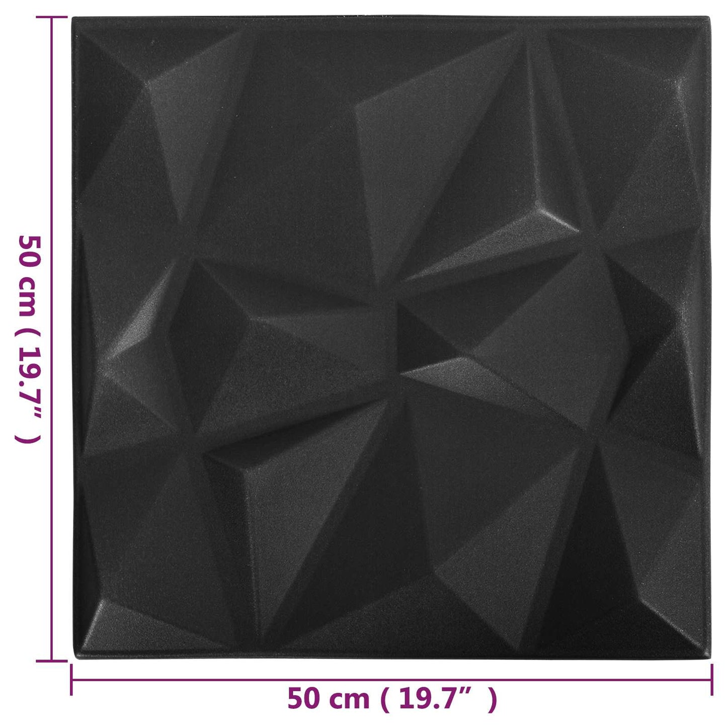 vidaXL Πάνελ τοίχου 12 pcs Οριγκάμι Μαύρο 50 x 50 cm Φελιζόλ XPS