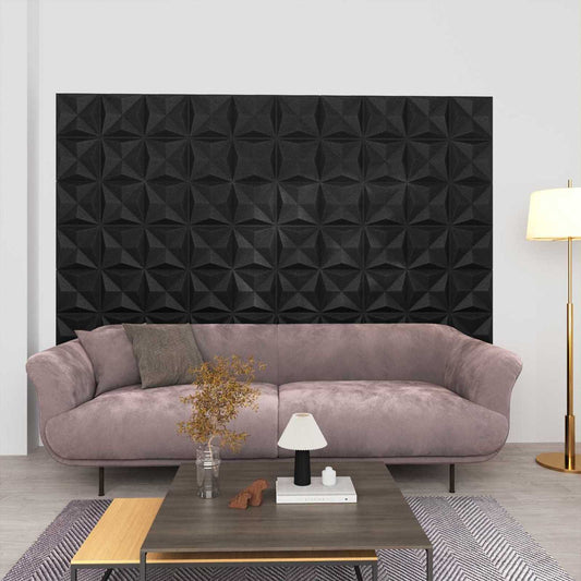 vidaXL Πάνελ τοίχου 48 pcs Οριγκάμι Μαύρο 50 x 50 cm Φελιζόλ XPS