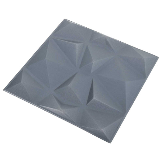 vidaXL Πάνελ τοίχου 12 pcs Διαμάντι Γκρι 50 x 50 cm Φελιζόλ XPS