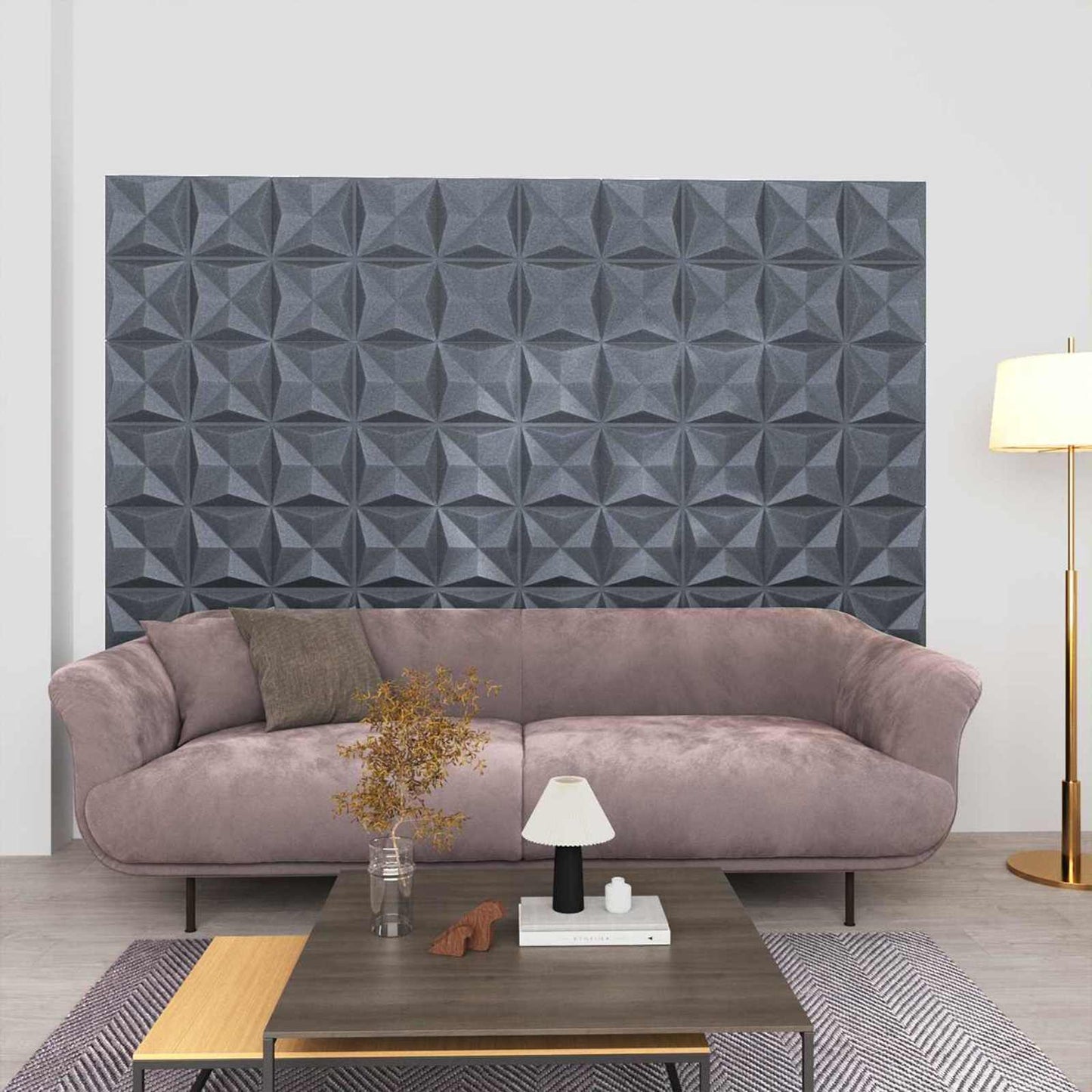 vidaXL Πάνελ τοίχου 24 pcs Οριγκάμι Γκρι 50 x 50 cm Φελιζόλ XPS