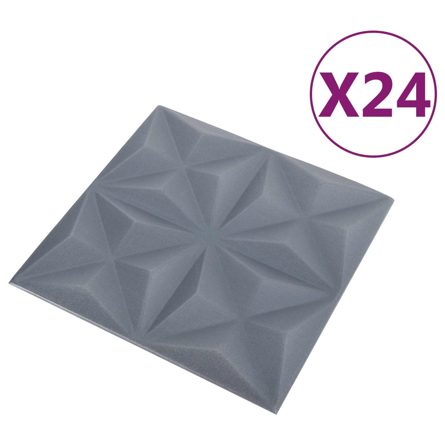 vidaXL Πάνελ τοίχου 24 pcs Οριγκάμι Γκρι 50 x 50 cm Φελιζόλ XPS