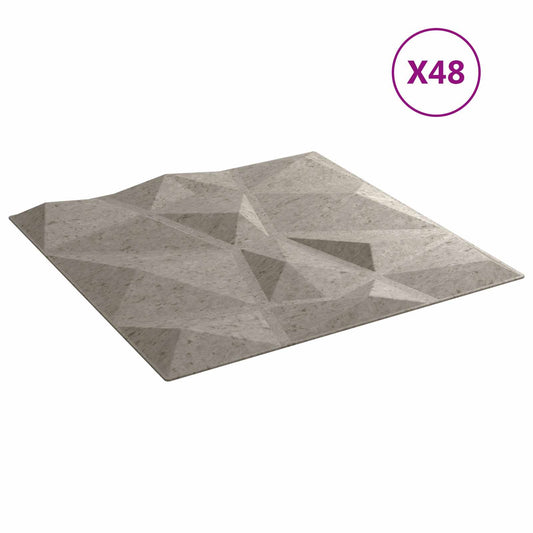 vidaXL Πάνελ τοίχου 48 pcs Σκυρόχρωμο Γκρι 50 x 50 cm Φελιζόλ XPS