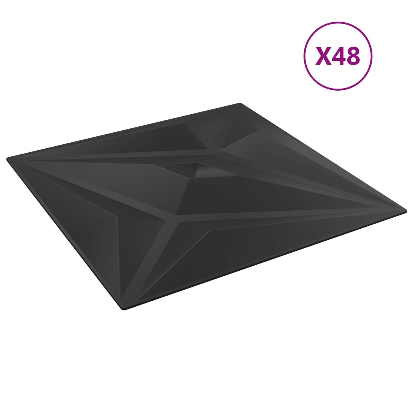 vidaXL Πάνελ τοίχου Αστέρι 48 pcs Μαύρο Αστέρι 50 x 50 cm Φελιζόλ XPS