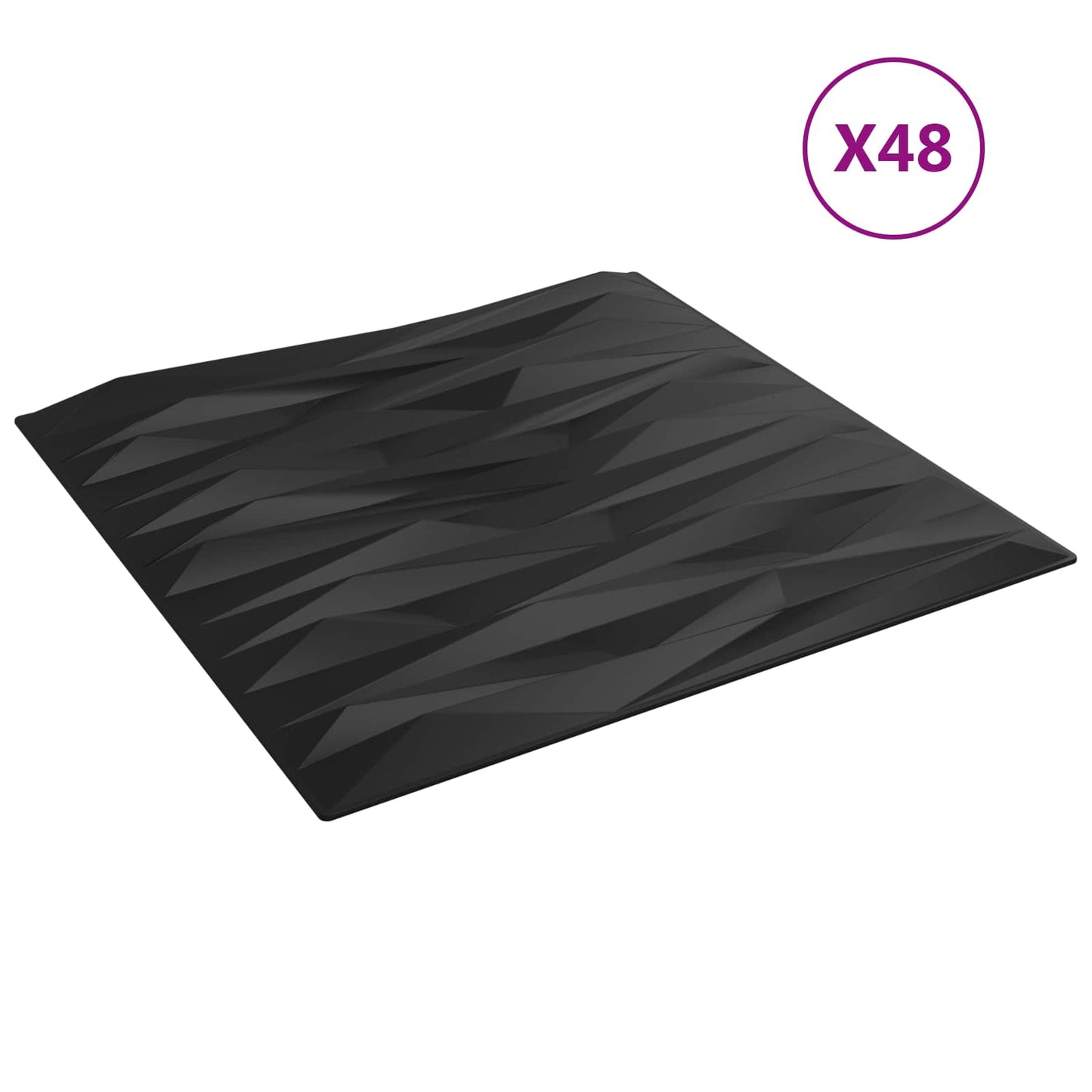 vidaXL Πάνελ τοίχου 48 pcs Μαύρη Πέτρα 50 x 50 cm Φελιζόλ XPS