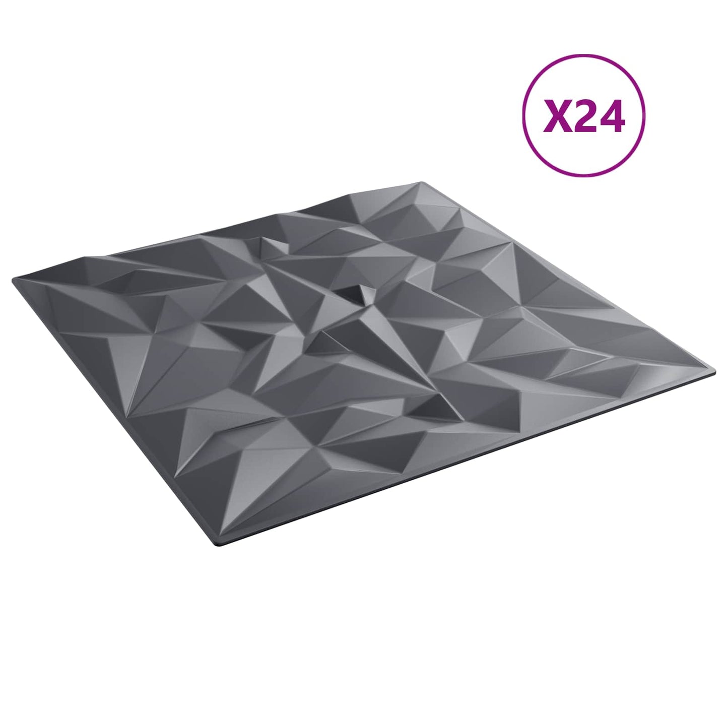 vidaXL Πάνελ τοίχου 24 pcs Αμέθυστος Γκρι 50 x 50 cm Φελιζόλ XPS